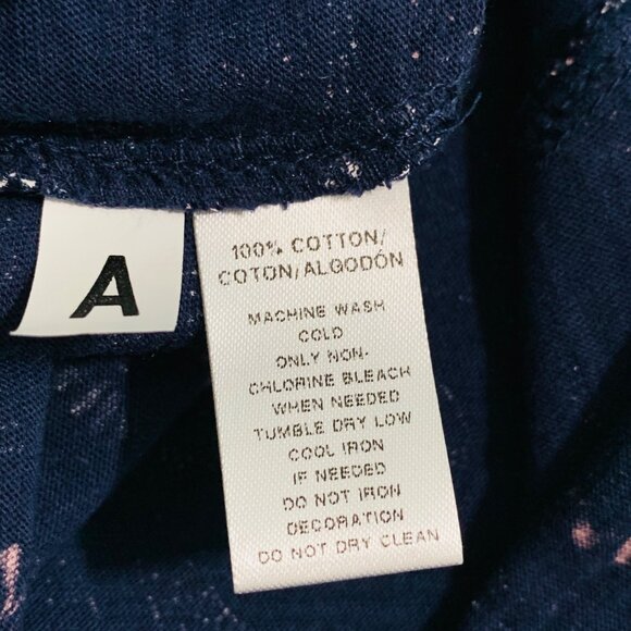 Ann Taylor Loft Vintage Soft Floral Tank Top Medium 100% Cotton Navy Blue Summer - Picture 5 of 10